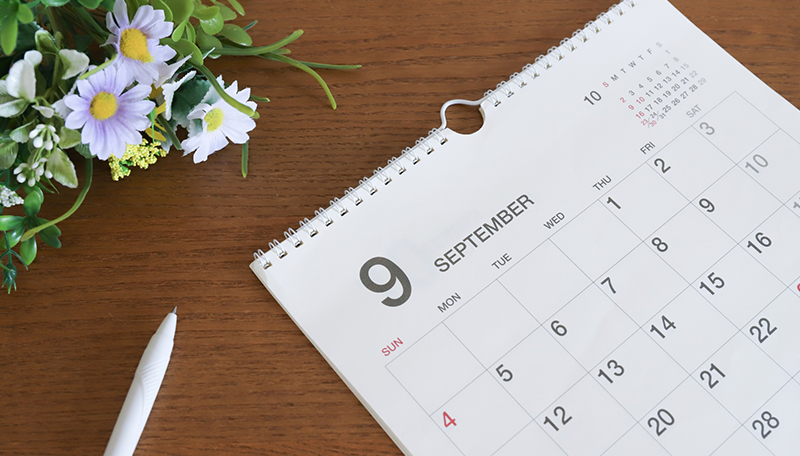 月間スケジュールのカレンダー